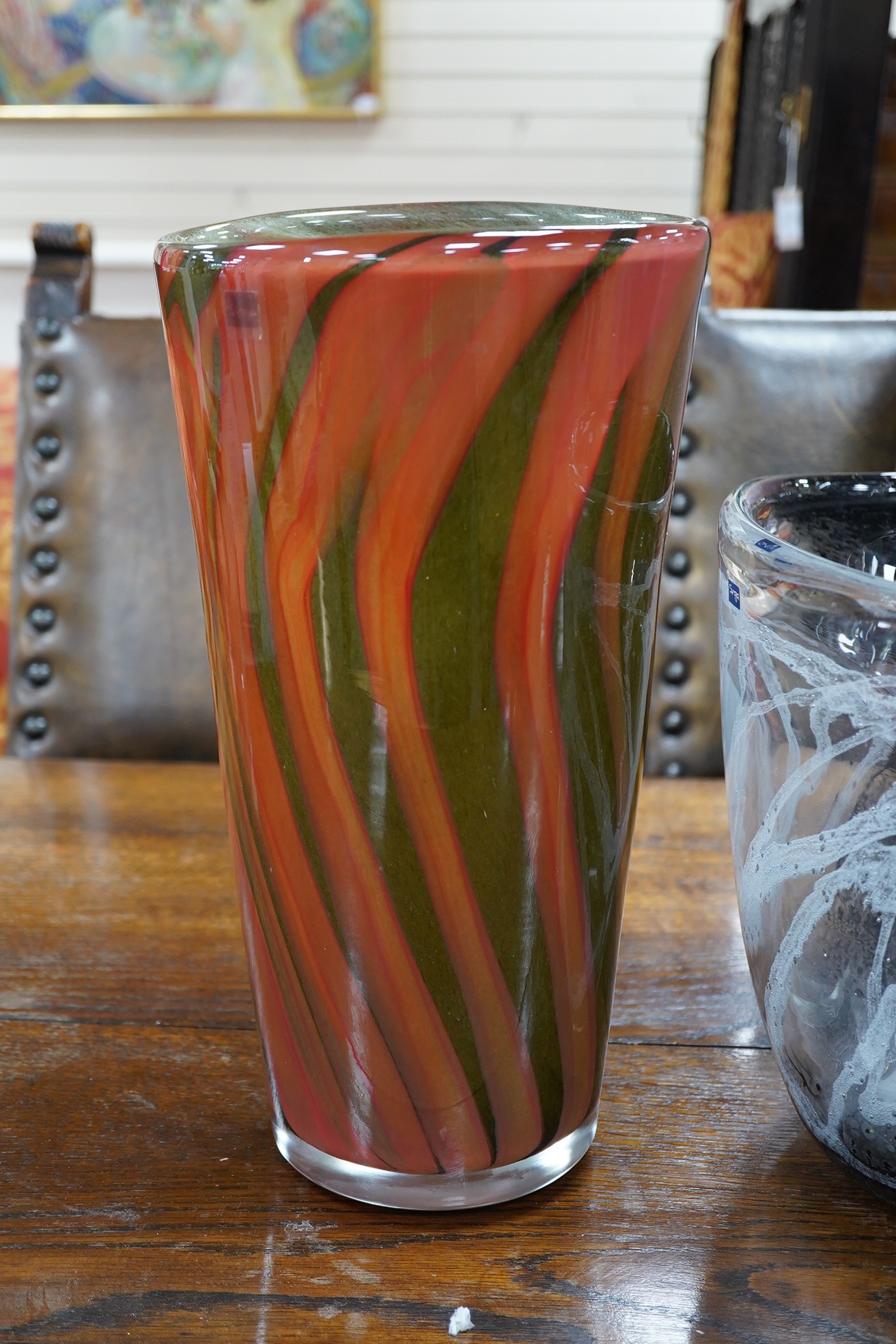 Five large 20th century Svaja coloured ‘Art Glass’ vases, tallest 40cm high. Condition - good